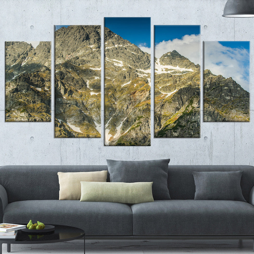 "Rocky Summit in Tatra Mountains" Landscape Wall Art, 5 Panels, 60"x32"