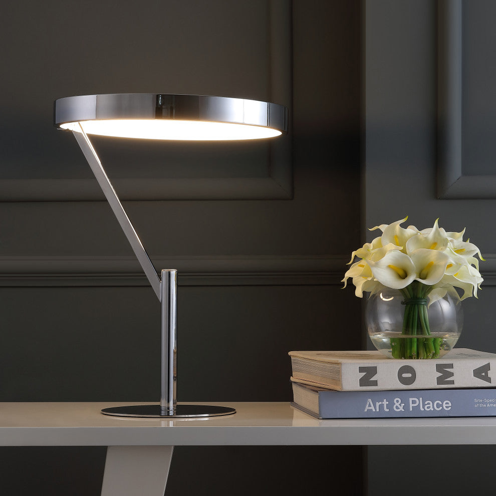 Owen 18" Integrated Led Metal Table Lamp, Chrome