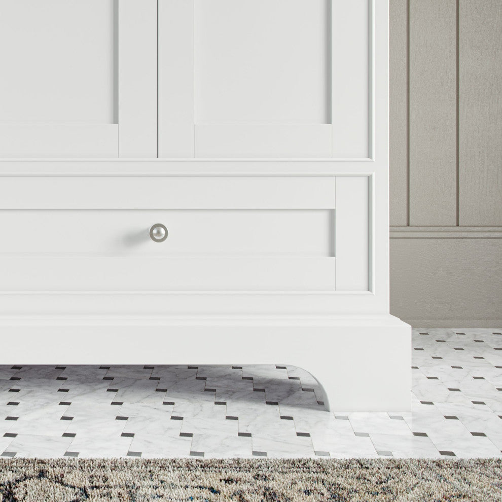 Cascade Bath Vanity, White, 60", Brushed Nickel Hardware, Double, Freestanding