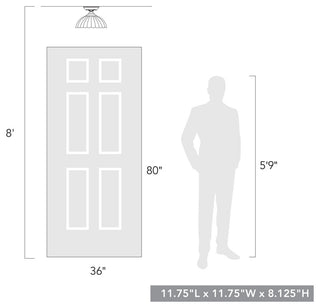 Golden Lighting 6952-SF CLR Audra 12"W Semi-Flush Ceiling Fixture - Pewter