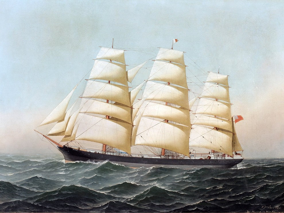 Tile Mural Seascape Ship Sea By Antonio Jacobsen, 6"x8", Matte