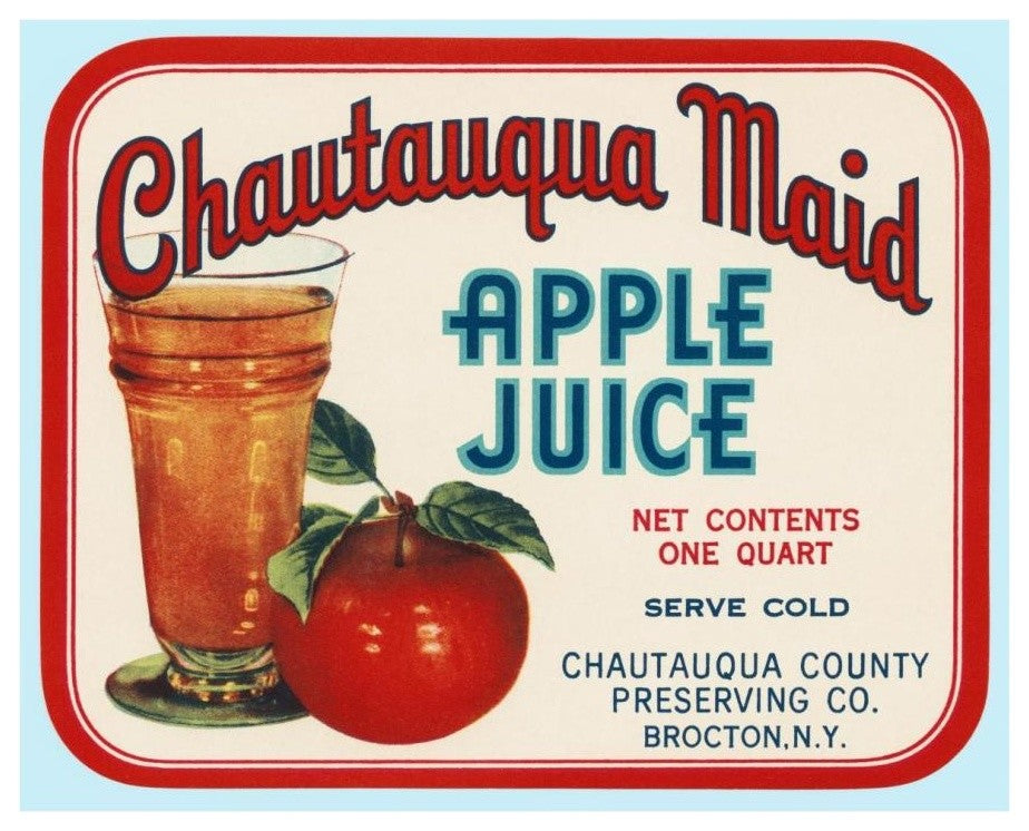 "Chautauqua Maid Apple Juice" Digital Paper Print by Retrolabel, 18"x15"