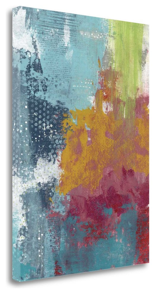 "Lime Green Waterfall Abstract" By Sarah Ogren, Giclee on Gallery Wrap Canvas