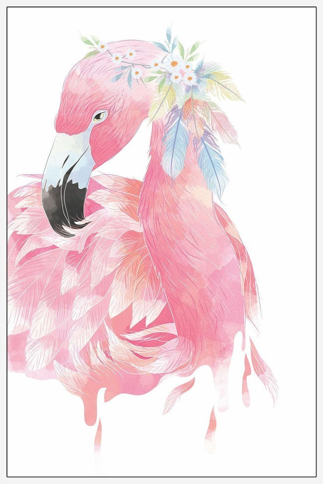 "Pink Flamingo" Floater Framed Painting Print on Canvas, 12"x18"