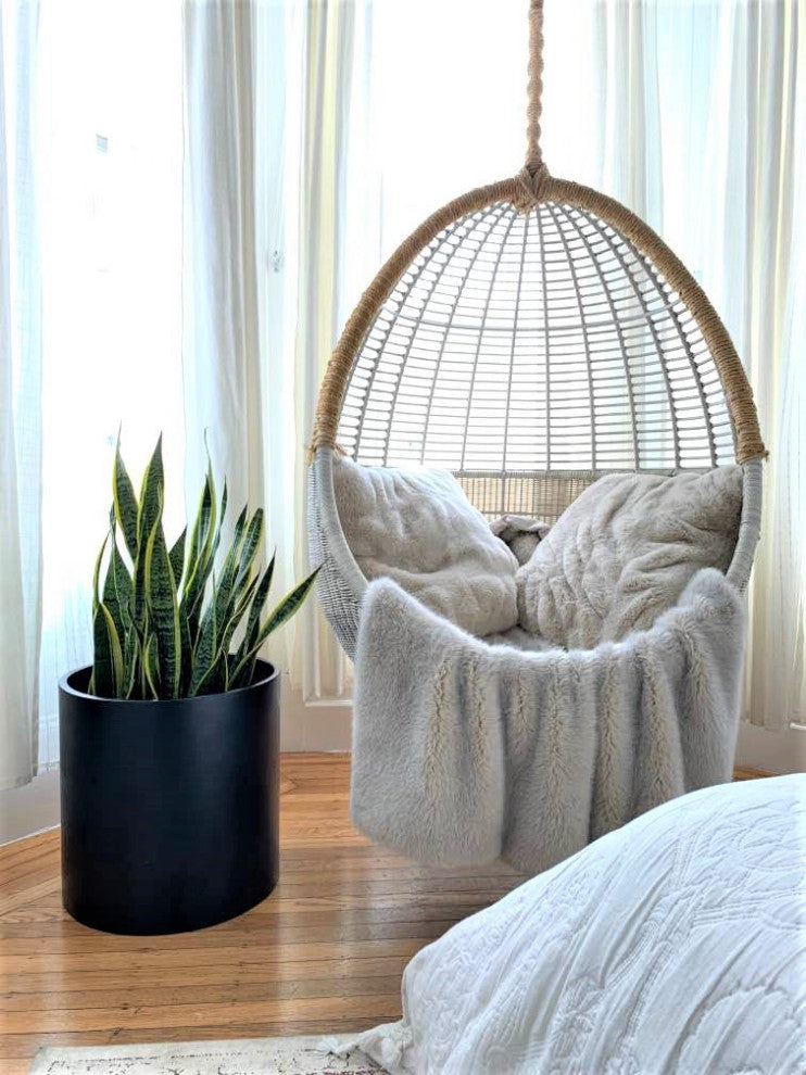 Root And Stock Brea Round Cylinder Planter, White, D:18" X H:18"