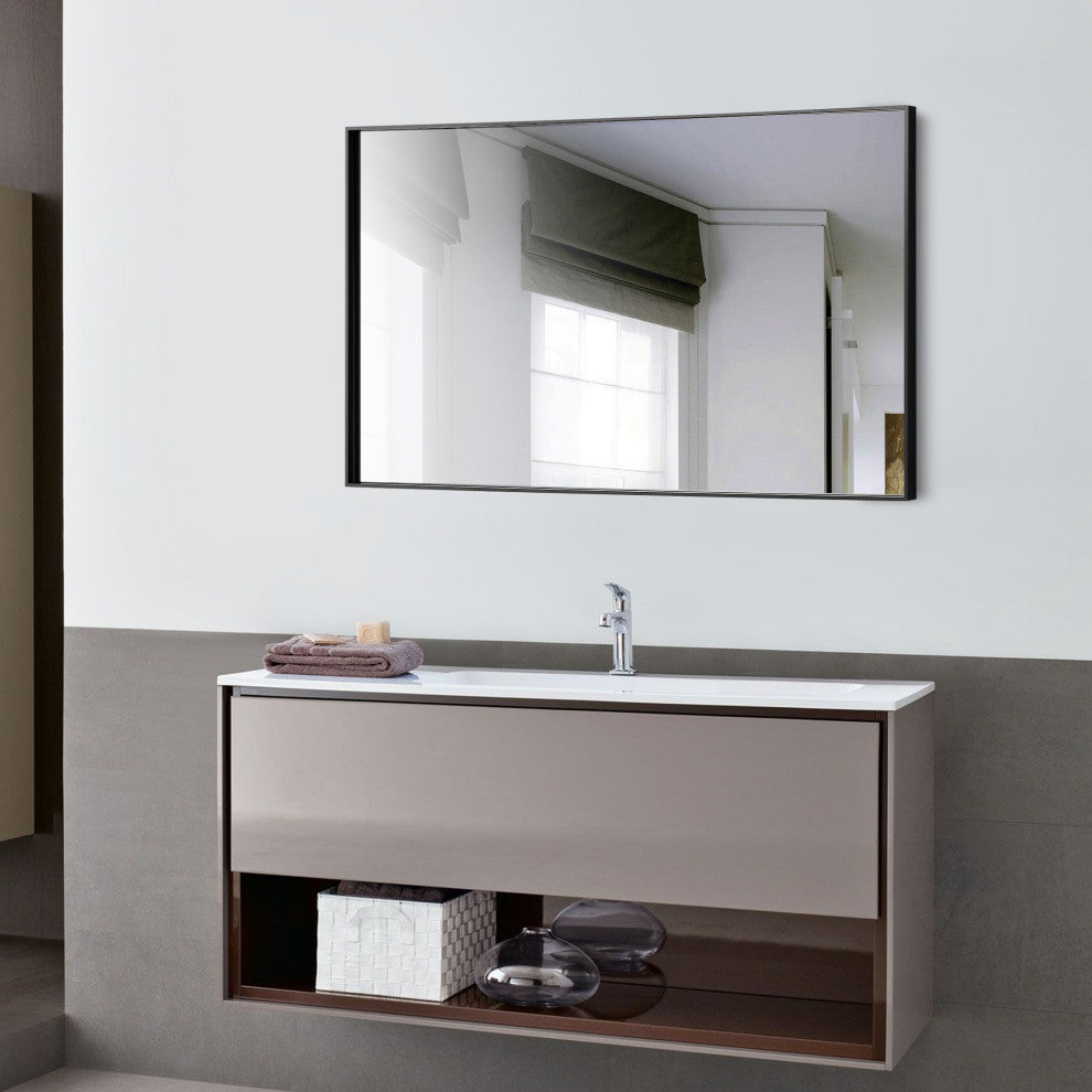 Rectangle Framed Bathroom Vanity Mirror Accent Wall Mirror, Black, 24"x36