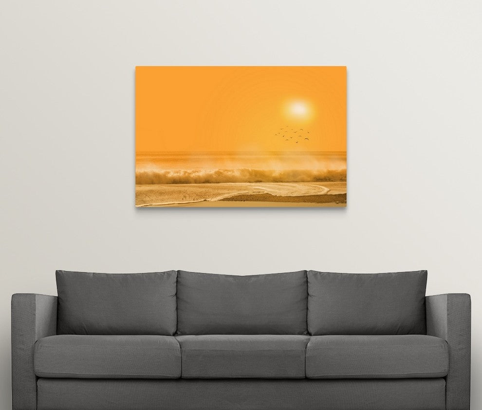"Birds flying over sea" Wrapped Canvas Art Print, 48"x32"x1.5"
