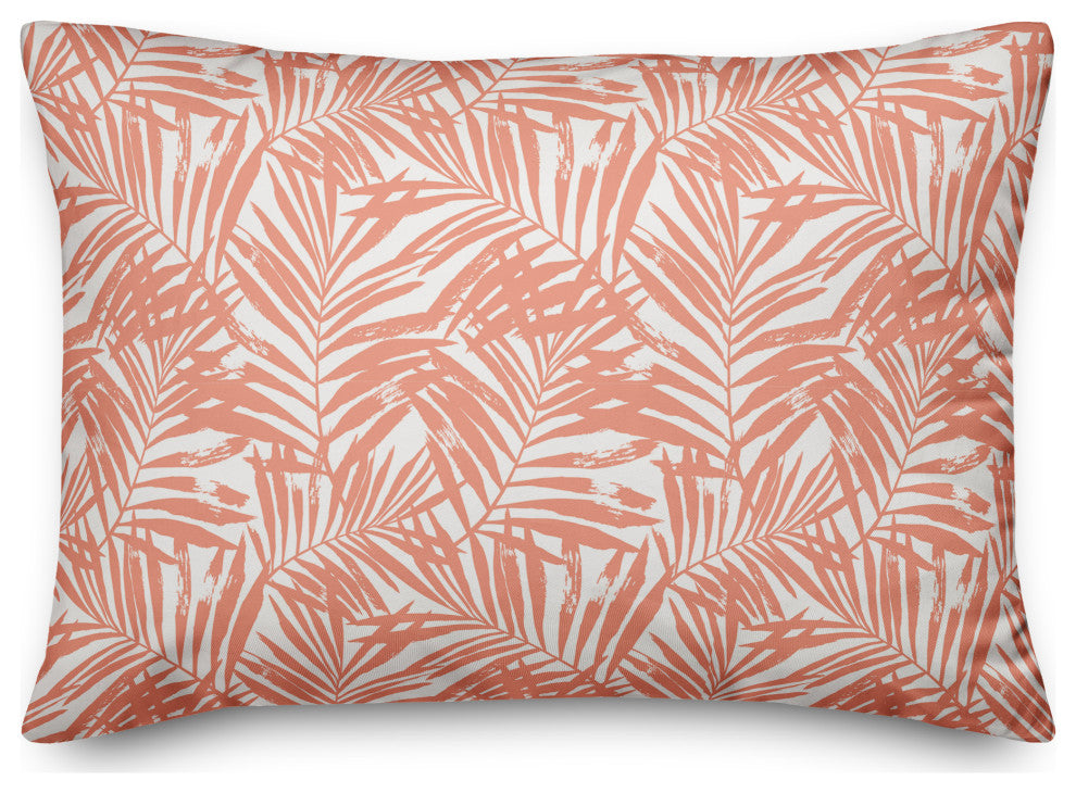Tropical Leaves Coral 14x20 Pillow