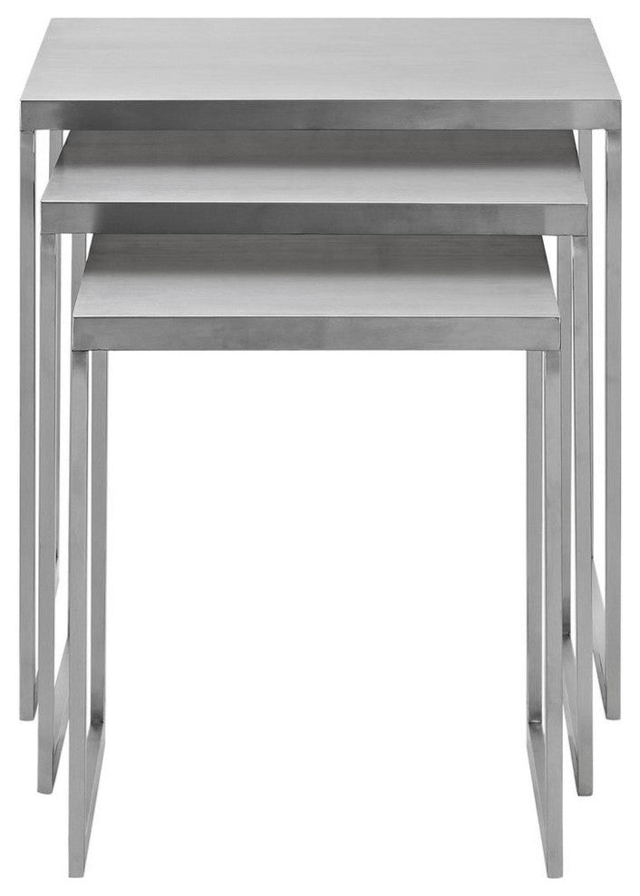 Modern Silver Rail Stainless Steel Nesting Table