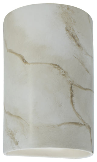 Ambiance, Small Cylinder, Open Top & Bottom Wall Sconce, Carrara Marble