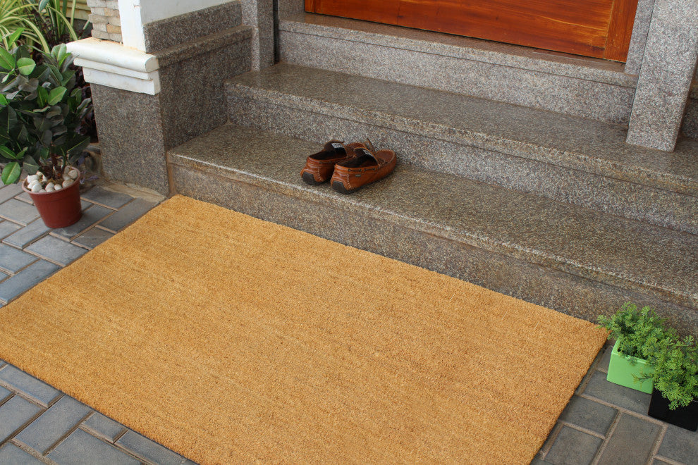 RugSmith Natural Machine Tufted Plain Doormat, 36" x 60"