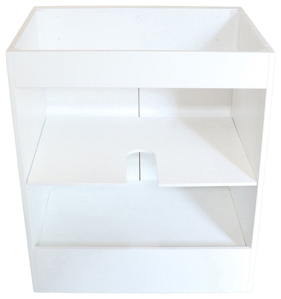 SmartFold 30" Single Sink Vanity Cabinet, White Finish, Black Hardware