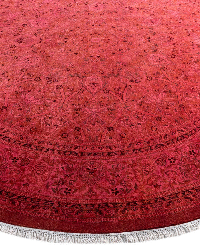 Overdyed One-of-a-Kind Hand-Knotted Area Rug Pink, 8' 1" x 8' 1"