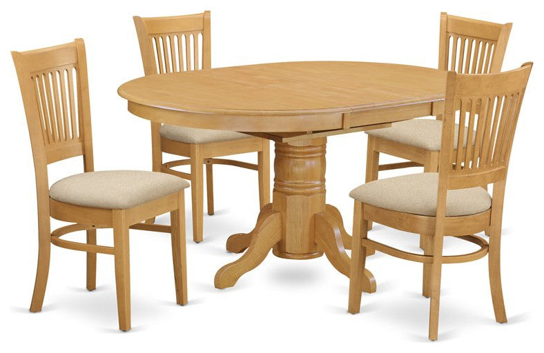 East West Furniture Avon 5-piece Wood Dining Table and Dinette Chairs in Oak