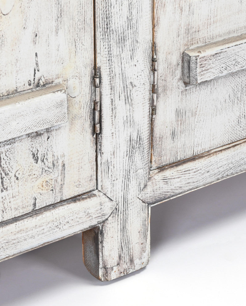 Kosas Home Lagos 74" Reclaimed Pine Wood Antique White Sideboard