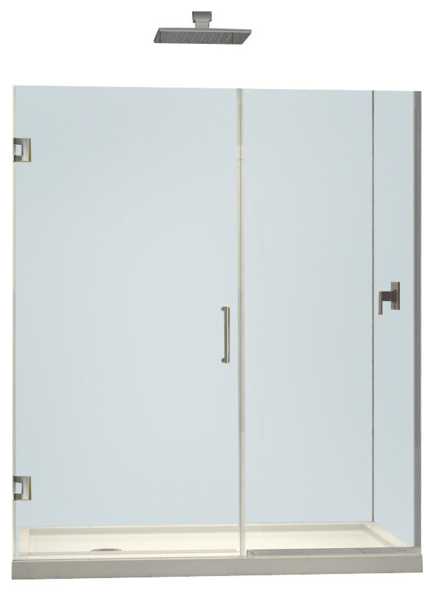 DreamLine Unidoor Plus Hinged Shower Door, Brushed Nickel, 48.5" to 49"x72"