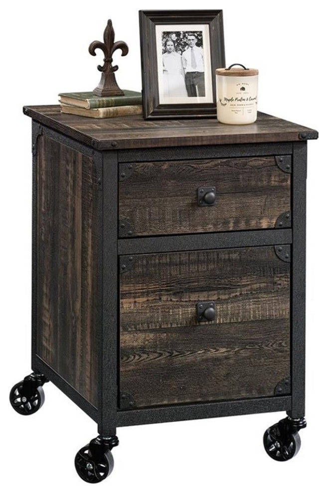 Pemberly Row 2Drawers Vertical Black Wood Filing Cabinet Easy Assembly