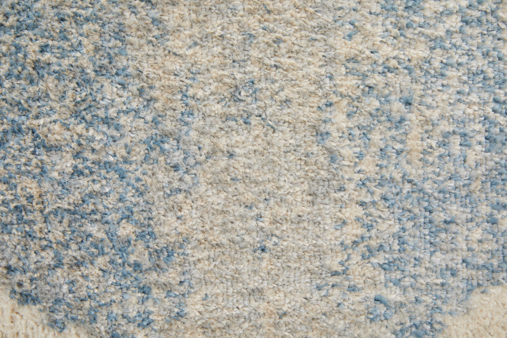 Weave & Wander Melba Nomadic Geometric Area Rug, Blue/Ivory, 4'3"x6'3"