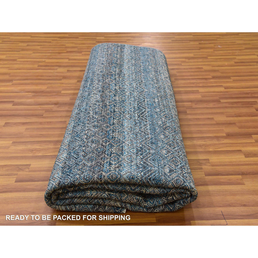 Yale Blue Hand Knotted Kohinoor Herat Design 100% Wool Square Rug 10'x10'1"