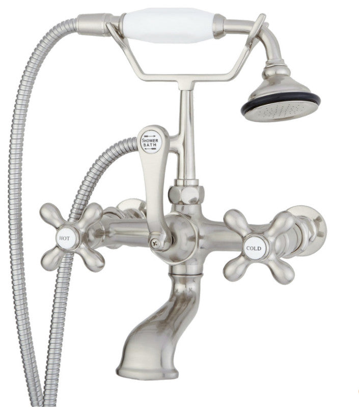 Wall-mount Faucet with British Telephone Handle, Brushed Nickel