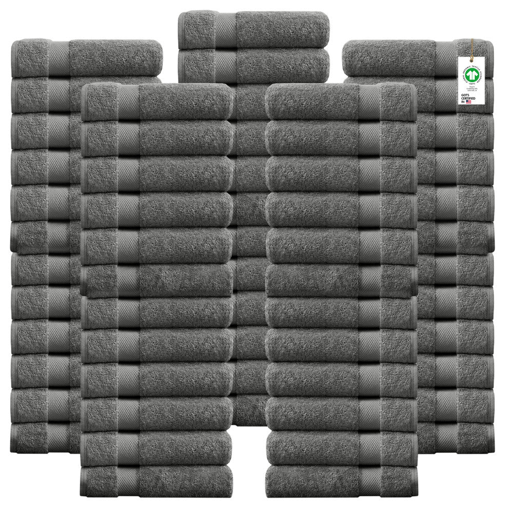 Delara Washcloths Set 100% Organic Cotton, GOTS Certified Absorbent, Sharkskin Grey, 240 Pack
