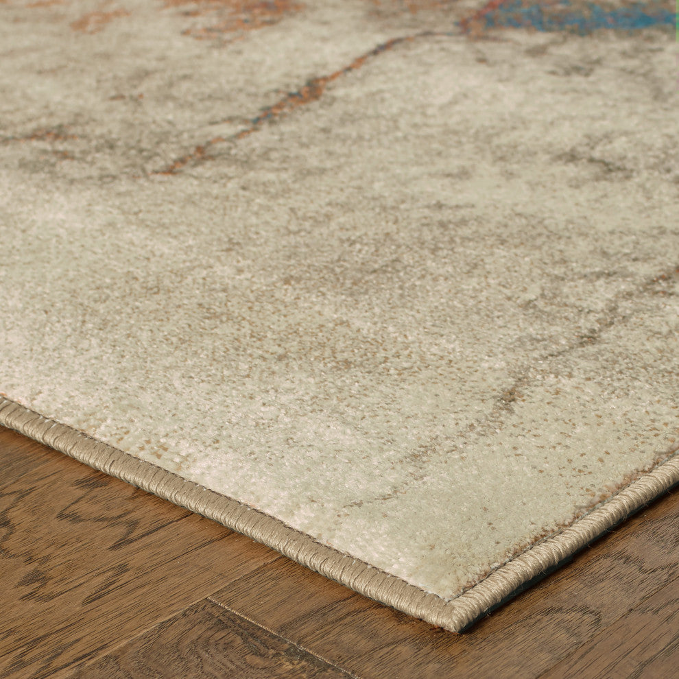 Parham  Beige and Orange Area Rug, 9''10"x12''10"