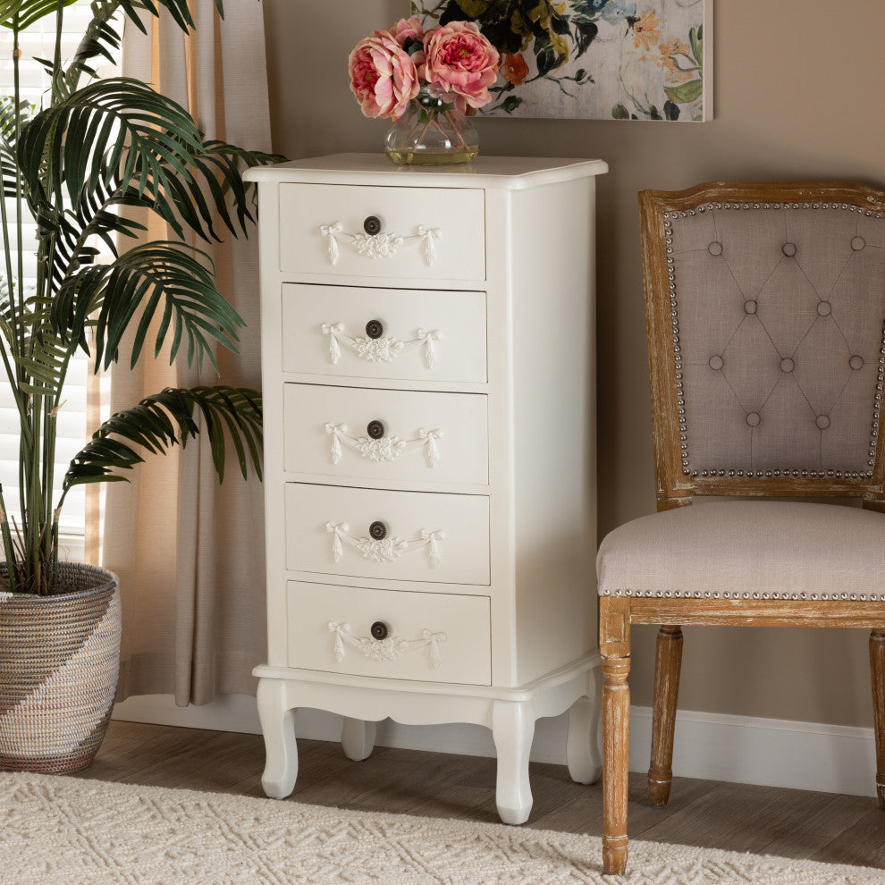 Callen Classic and Traditional White Finished Wood 5-Drawer Chest