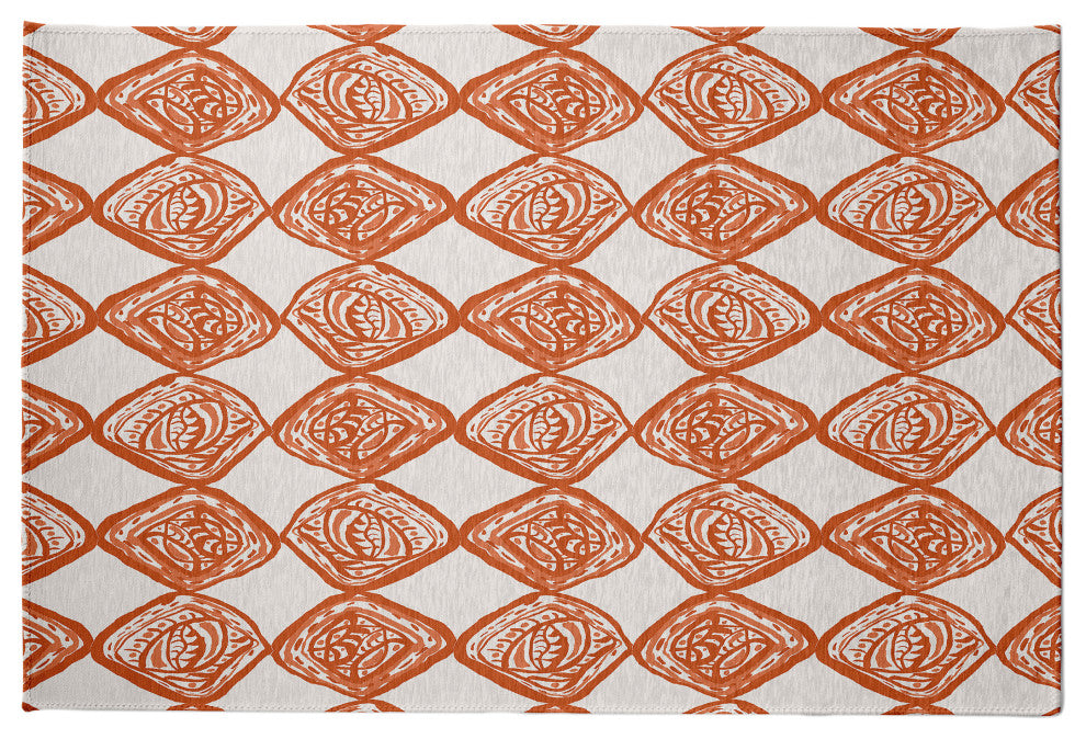 Cowry Check Rug, Dark-Orange, 5'x7'