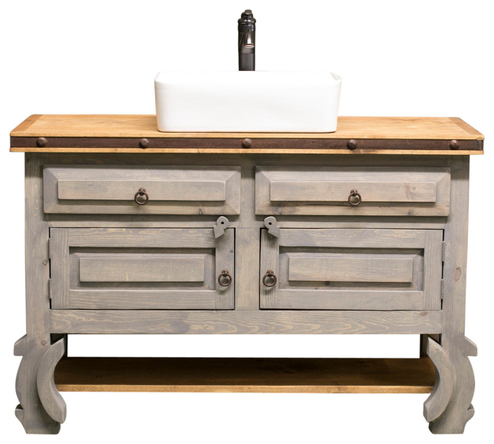 Santiago Rustic Vanity, Gray, 48x20x32, Single Sink, Vanity Only