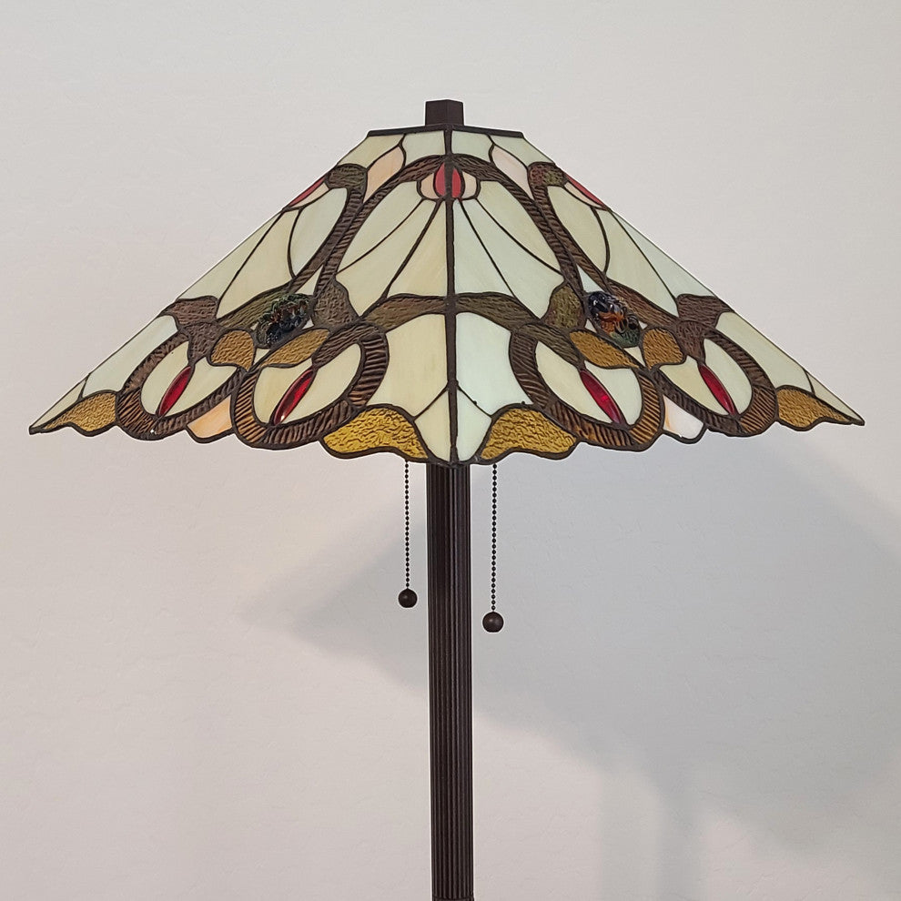 Tiffany Style 2 Light Journey Floor Lamp, 63" Tall