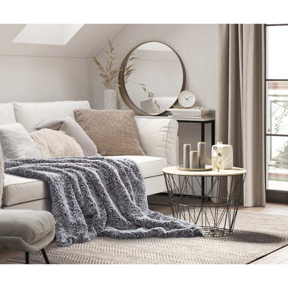 Inspired Home Lucius Throw Two Tone, Polyester 50"x60", Gray