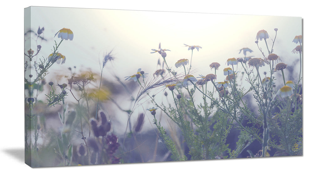 Summer Flowers in Foggy Light, Large Flower Canvas Wall Art, 32"x16"