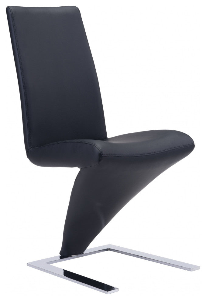 Set of Two Modern Black Dining Chairs