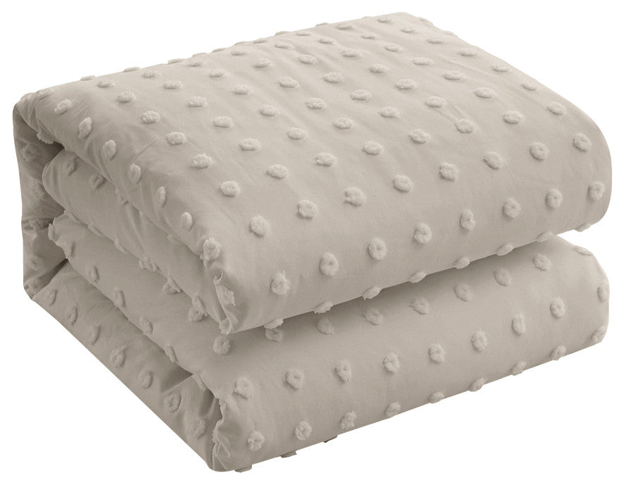 Beige Twin Polyester 220 Thread Count Washable Duvet Cover Set