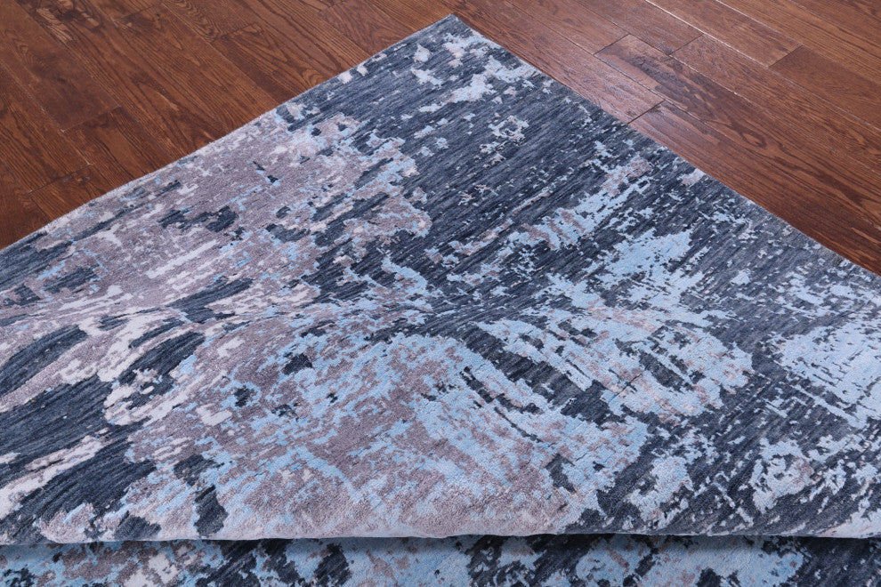 7' 11" X 10' 3" Abstract Hand Knotted Wool & Silk Rug - Q15803