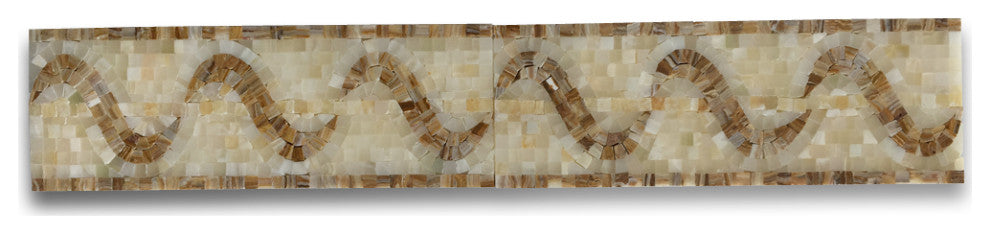 Mosaic Border Listello Tile Melody Onyx 4.7x13.4 Marble Polished, 1 piece