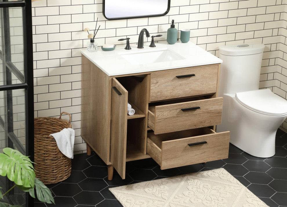 Bailey 22" Modern Natural Oak-Light Bathroom Vanity
