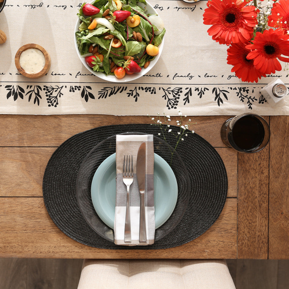 Black Oval Pp Woven Placemat (Set of 6)