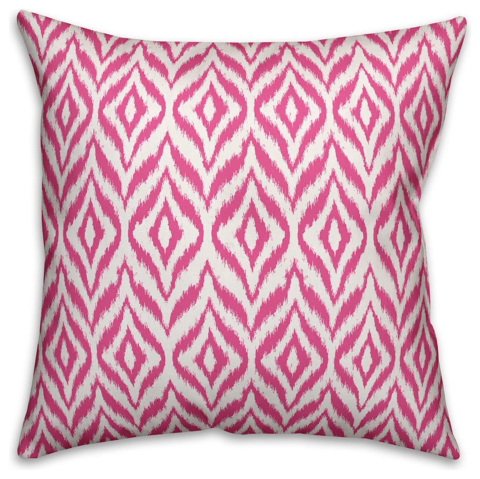 "Pink Summer Ikat" Outdoor Throw Pillow, 18"x18"