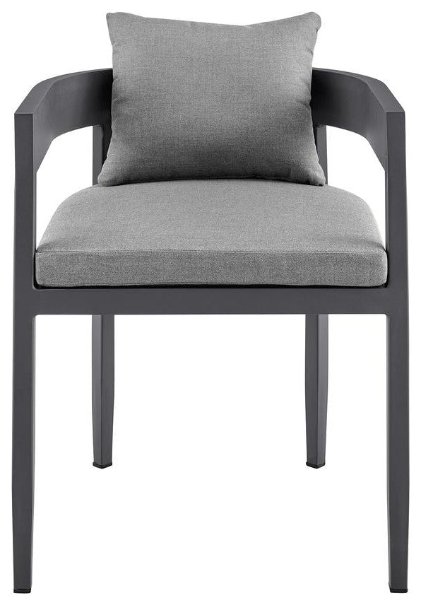 Argiope Outdoor Patio Dining Chairs in Aluminum with Grey Cushions - Set of 2