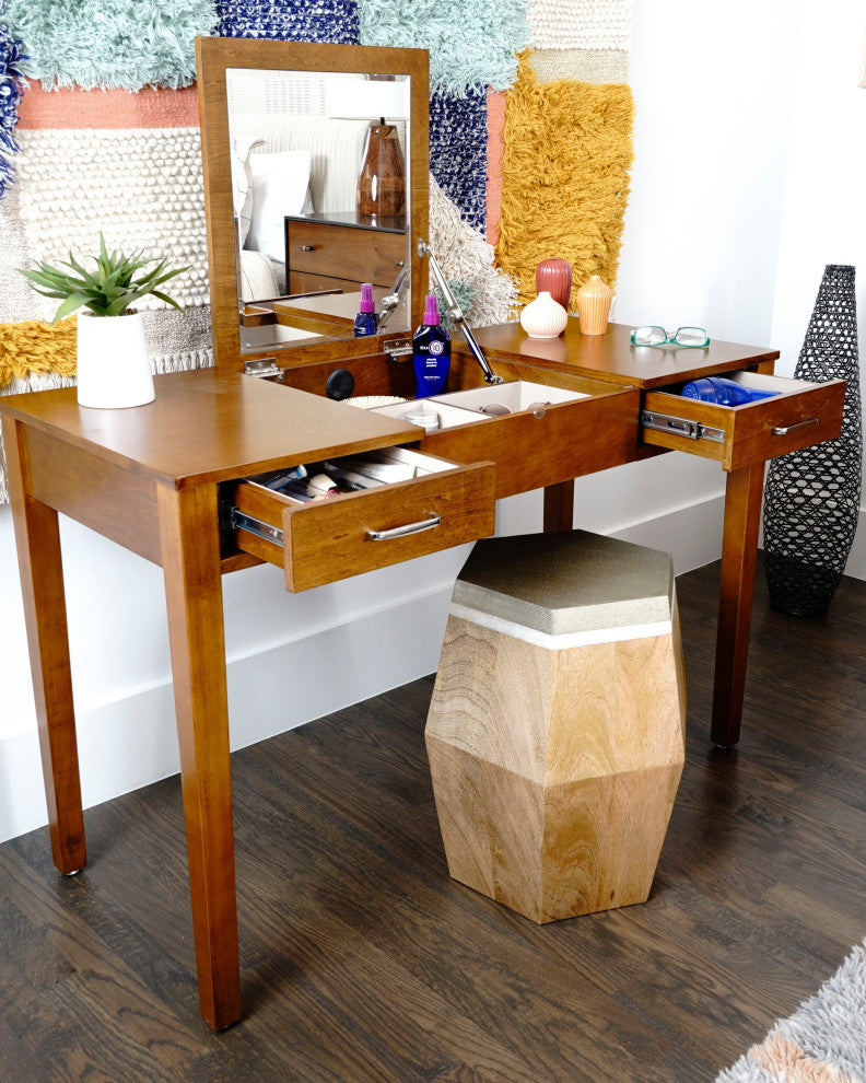 Haven Home Ainsley Vanity Desk, Deco Walnut