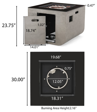 Gwen Outdoor Modern 30-Inch Square Fire Pit