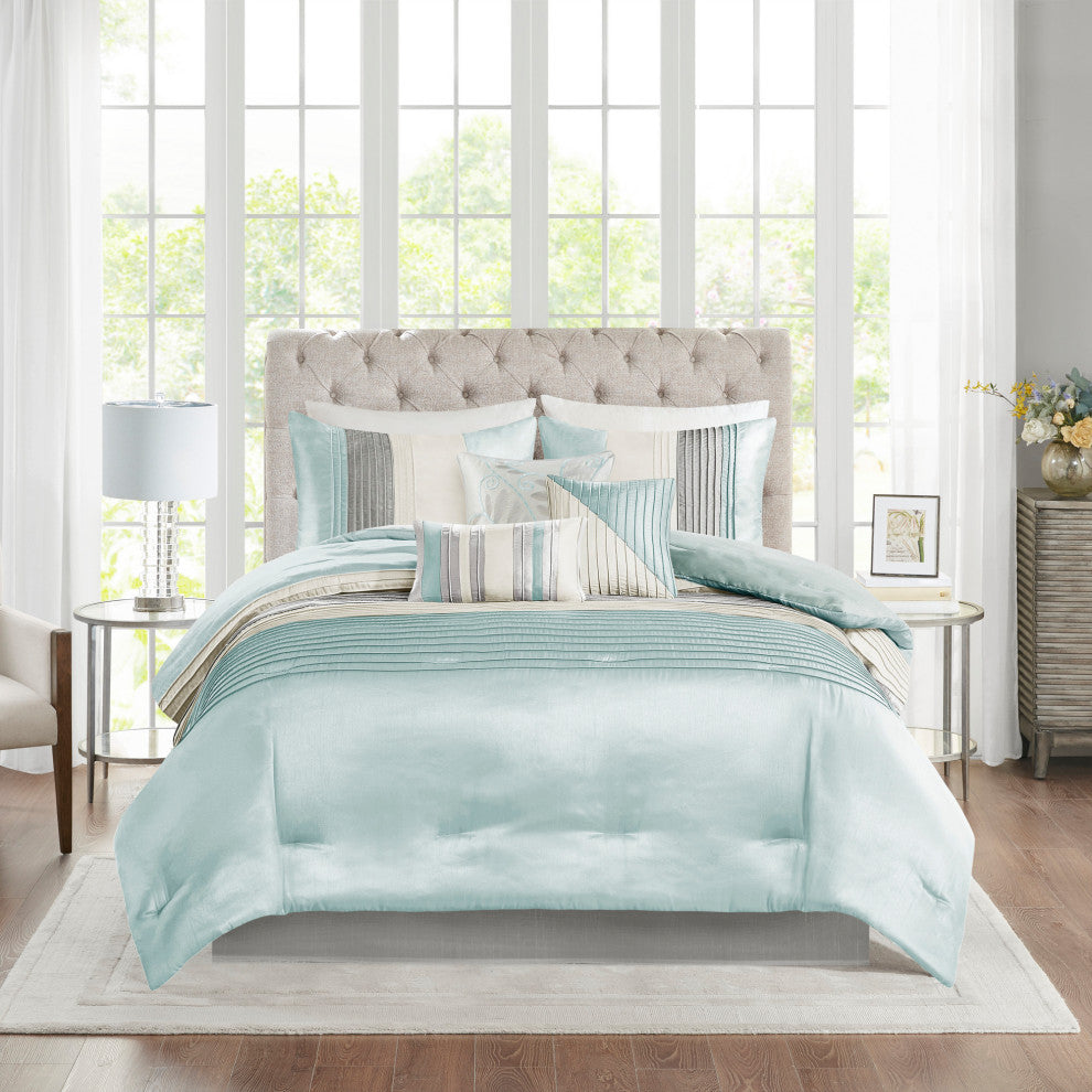 Madison Park Polyoni-Pieced Pleated 7-Piece Comforter Set, King