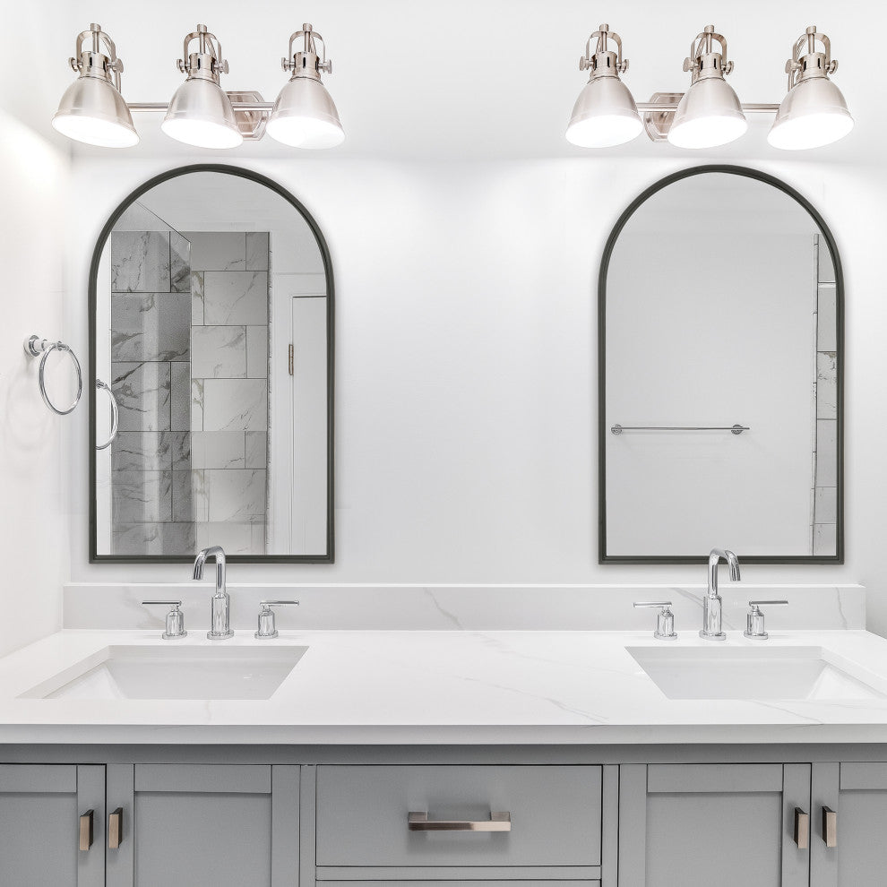 Annabelle 39" X 24" Arched Vanity Bathroom Wall Mirror, Matte Black
