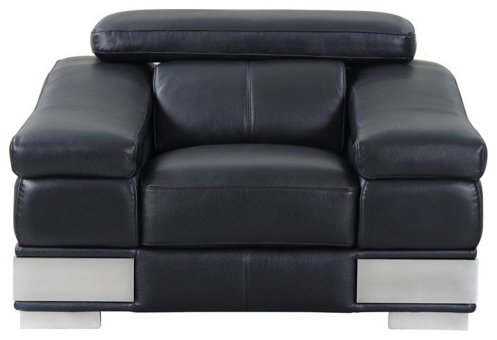Milan Contemporary Genuine Italian Leather Armchair Black