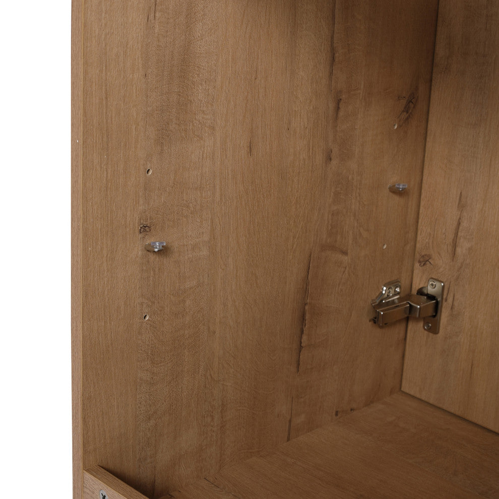 Single Vanity, Neutral Finish With Solid Surface Resin White Sink, 24"