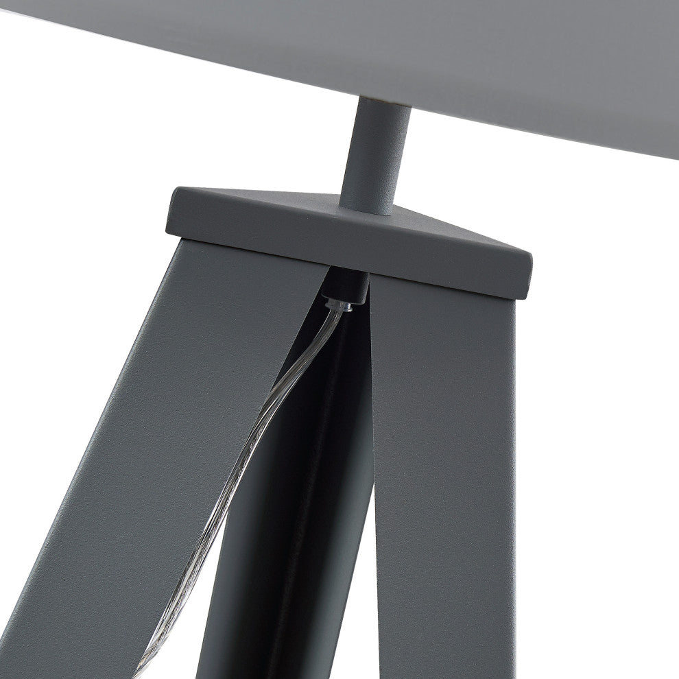 Amlight Berlin Tripod Floor Lamp With Metal Grey Tripod and Shade