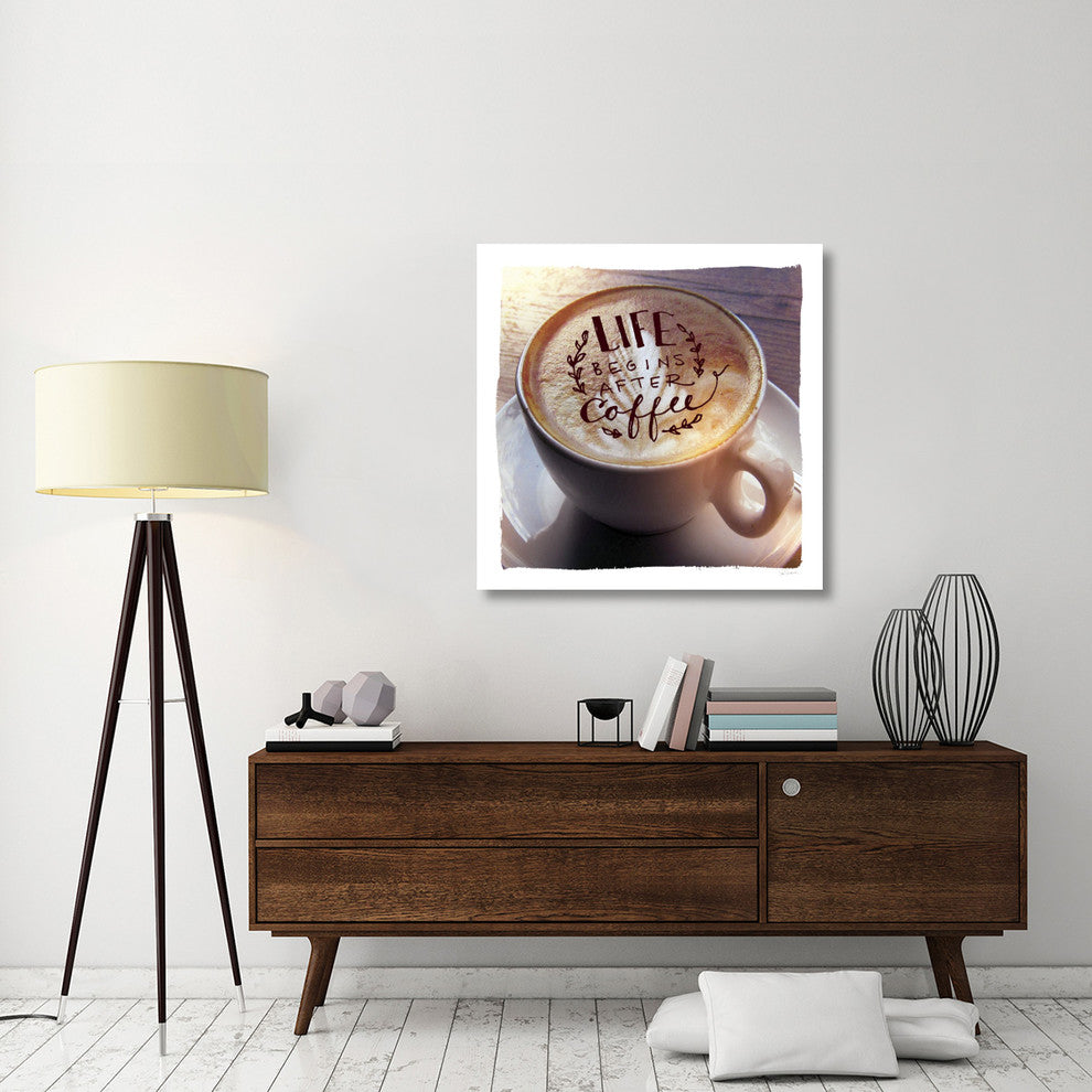 "Life Begins After Coffee" Digital Paper Print by Sue Schlabach, 38"x38"