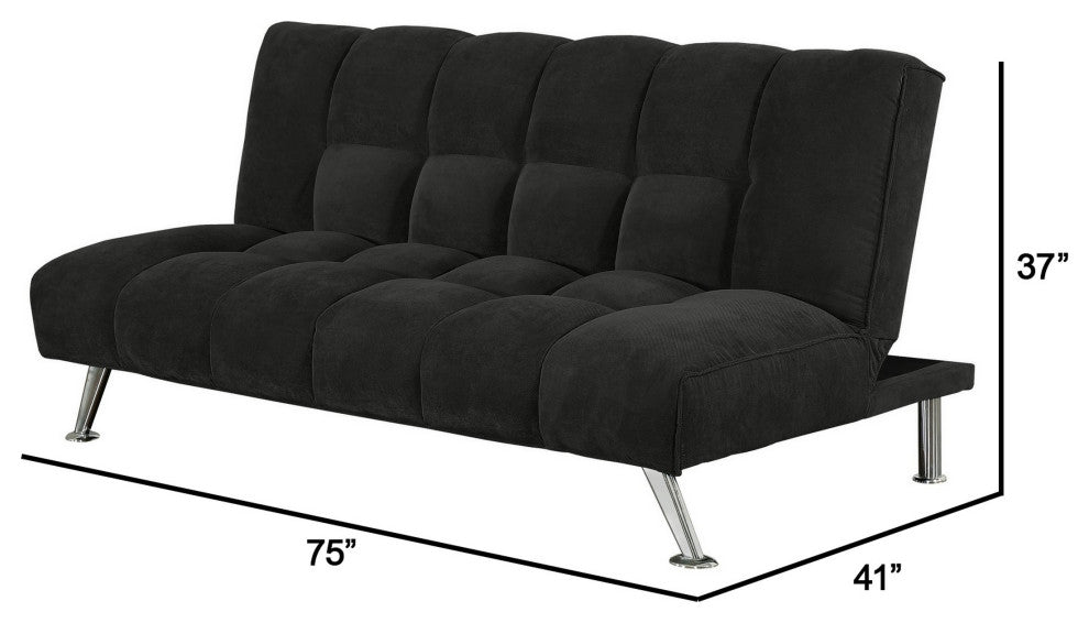 Benzara BM286431 Sofa Bed, Pocket Coils and Spring, Stylish Tufted Black Fabric