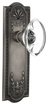 Double Meadows Plate With Oval Clear Crystal Knob, Antique Pewter
